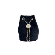 Chanel Bucket Bag Black Velvet With Crystal Pearl Crush - Jiaxyk